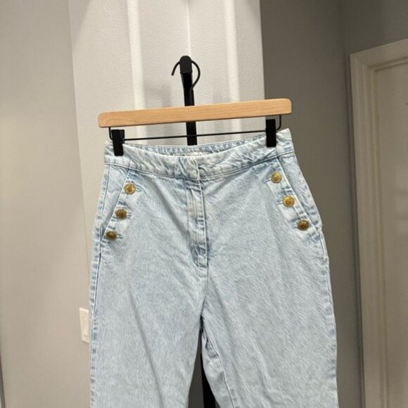 ZARA Sailor Blue Jeans Size Medium Light Wash Button Front Denim Jean - Picture 3 of 5